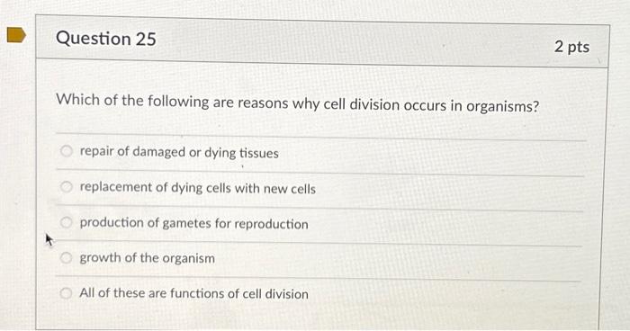 Solved Which of the following are reasons why cell division | Chegg.com