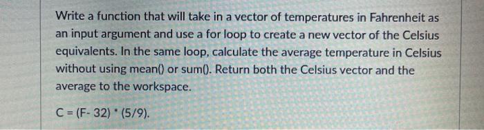Solved Write a function that will take in a vector of | Chegg.com