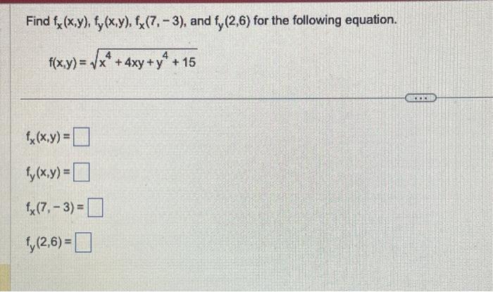 Solved Find Fx X Y Fy X Y Fx 7 −3 And Fy 2 6 For The