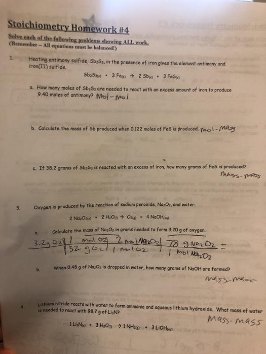 stoichiometry homework