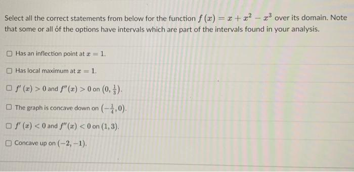 Solved Select all the correct statements from below for the | Chegg.com