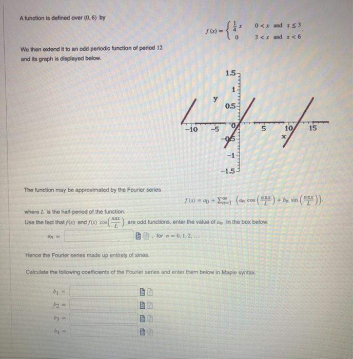 Solved A function in defined over (0,6) by 0 | Chegg.com
