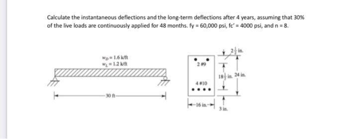 Solved Calculate the instantaneous deflections and the | Chegg.com