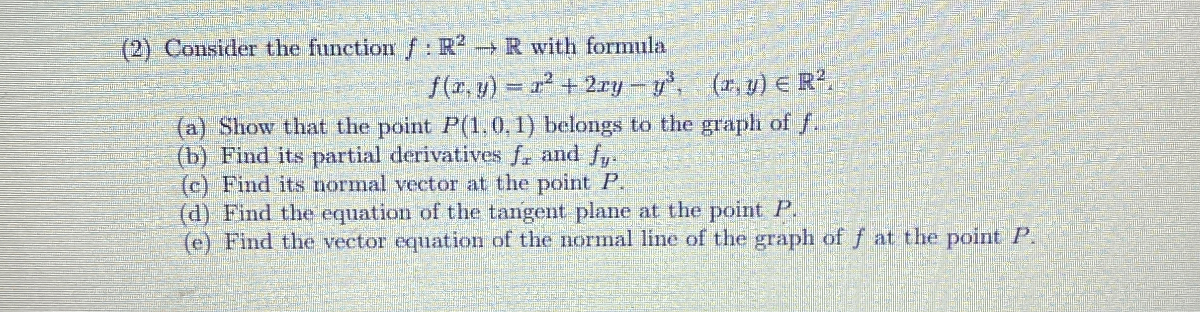 Solved (2) ﻿Consider the function f:R2→R ﻿with | Chegg.com