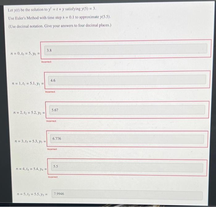Solved Let y(t) be the solution to y = t + y satisfying y(5) | Chegg.com
