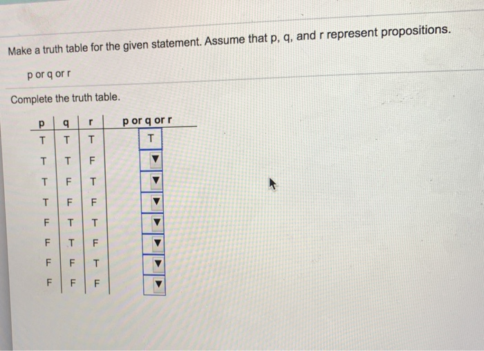 Solved Make a truth table for the given statement. Assume | Chegg.com