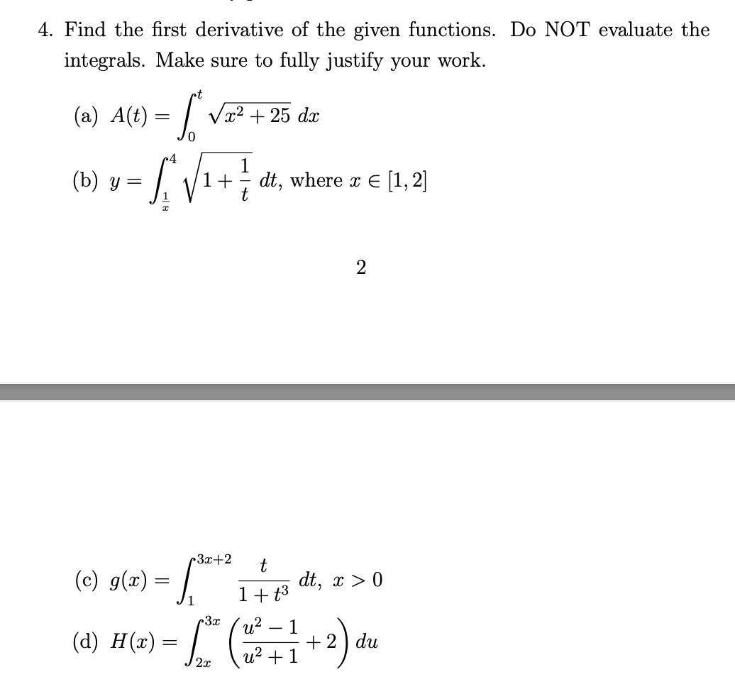 Solved Find The First Derivative Of The Given Functions Do 5874