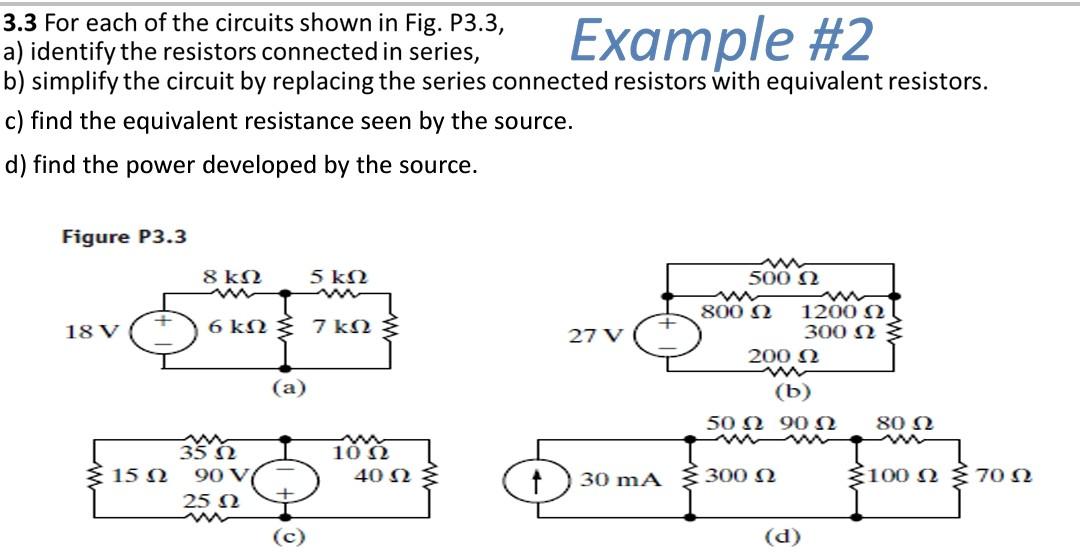 Solved Example #2 3.3 For each of the circuits shown in Fig. | Chegg.com