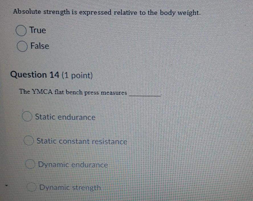 Solved Absolute strength is expressed relative to the body