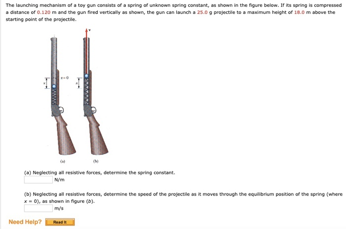 Solved The launching mechanism of a toy gun consists of a | Chegg.com