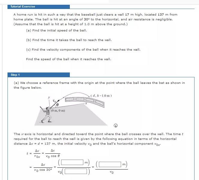 Solved Tutorial Exercise A home run is hit in such a way | Chegg.com