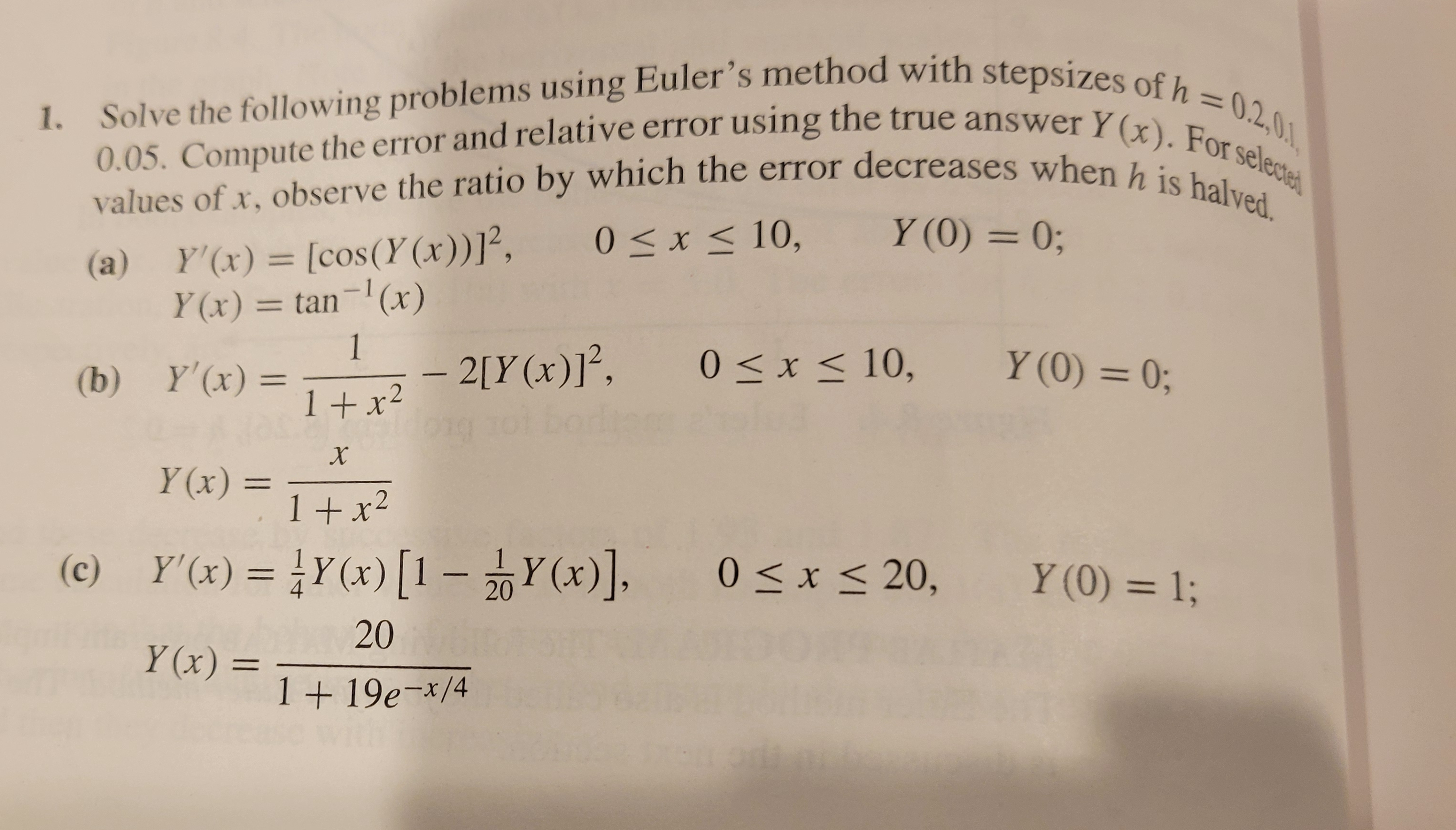 Solve the following problems using Euler's method | Chegg.com