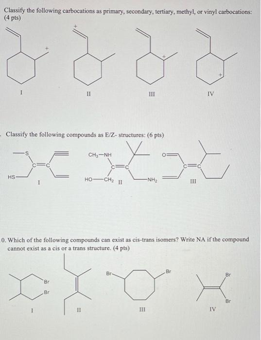 Solved Classify the following carbocations as primary, | Chegg.com