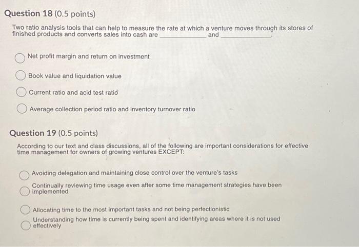 Solved Two ratio analysis tools that can help to measure the | Chegg.com
