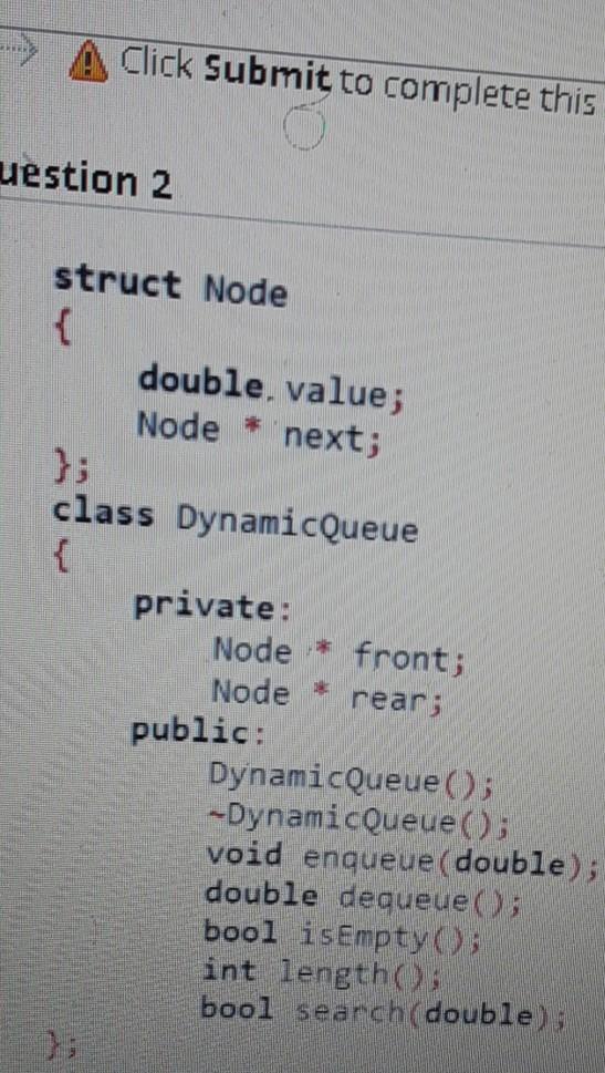 Solved based the above dynamic queue ,write the definition | Chegg.com