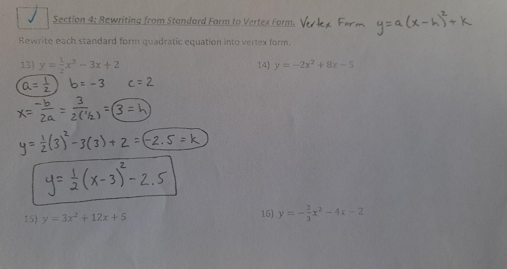 Solved Section 4 Rewriting From Standard Form To Vertex Chegg Com