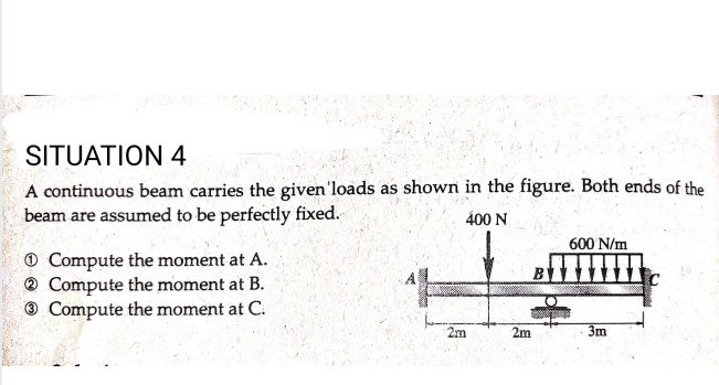 Solved SITUATION 4 A continuous beam carries the given | Chegg.com