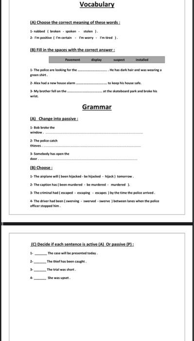 Solved Vocabulary (A) Choose the correst meaning of these | Chegg.com
