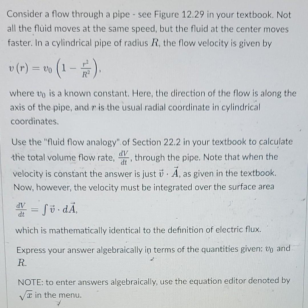 Solved Consider a flow through a pipe - see Figure 12.29 in | Chegg.com