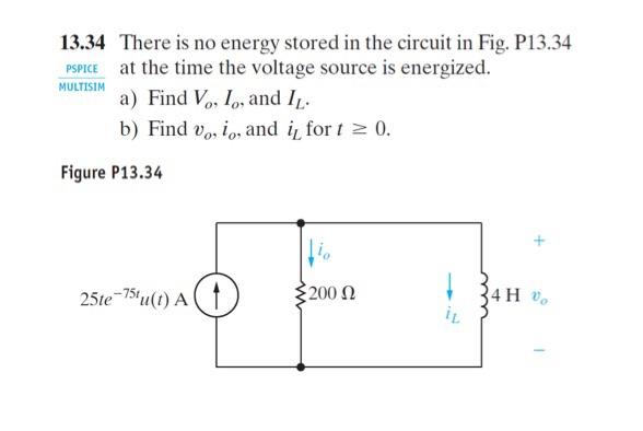 Solved 13.34 There is no energy stored in the circuit in | Chegg.com