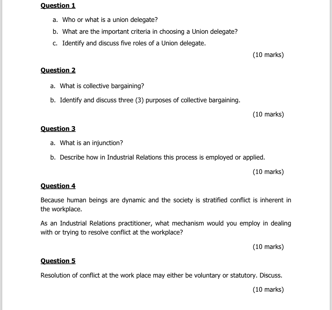 Solved Question 1a. ﻿Who or what is a union delegate?b. | Chegg.com