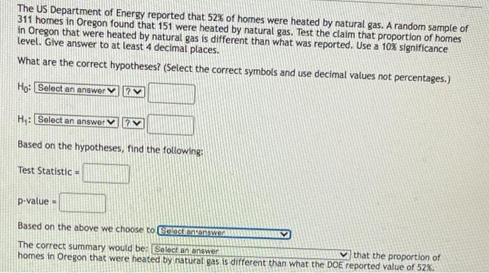 Solved The US Department Of Energy Reported That 52 Of Chegg