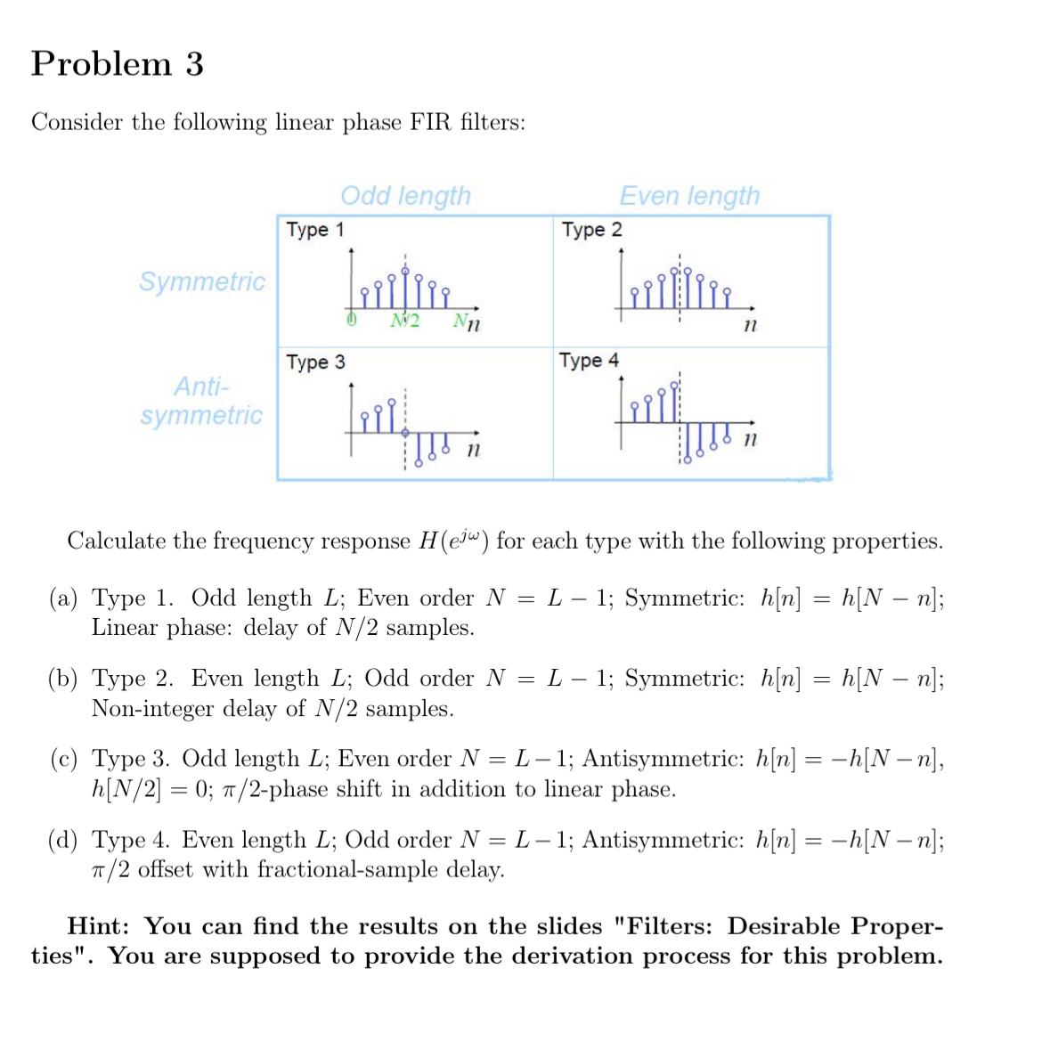 Solved Problem 3Consider The Following Linear Phase FIR | Chegg.com