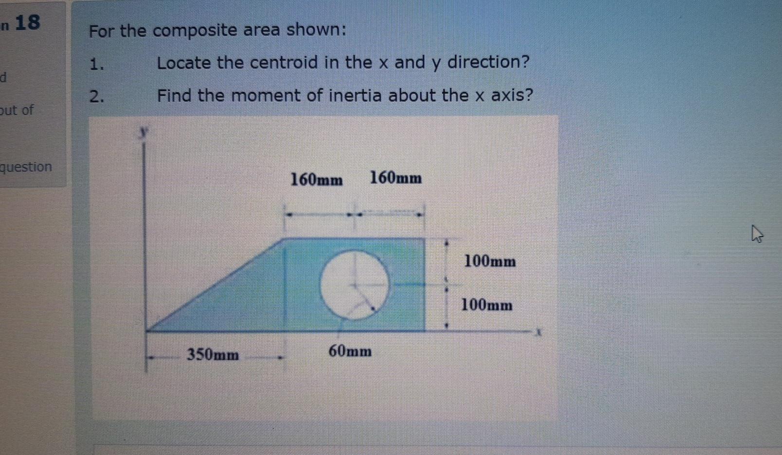 Solved N 18 For The Composite Area Shown 1 Locate The C Chegg Com