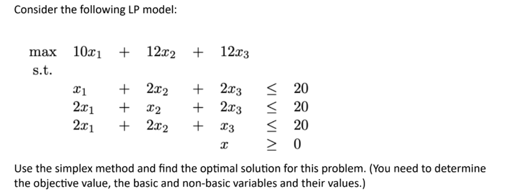Solved Consider the following LP model:max,10x1,+12x2+12x3 | Chegg.com