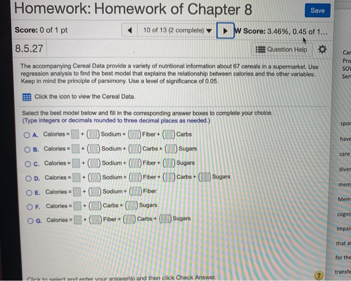 Solved Homework: Homework Of Chapter 8 Save Score: 0 Of 1 Pt | Chegg.com