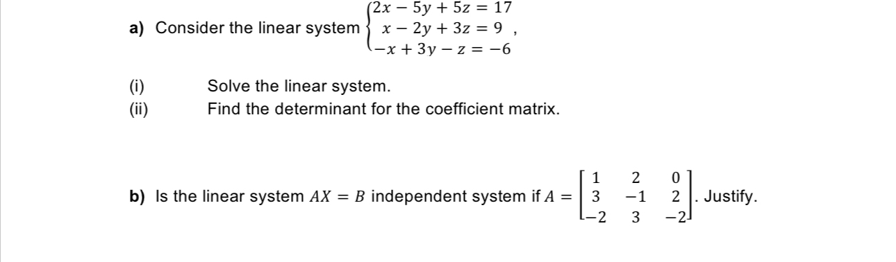 Solved A ﻿consider The Linear System