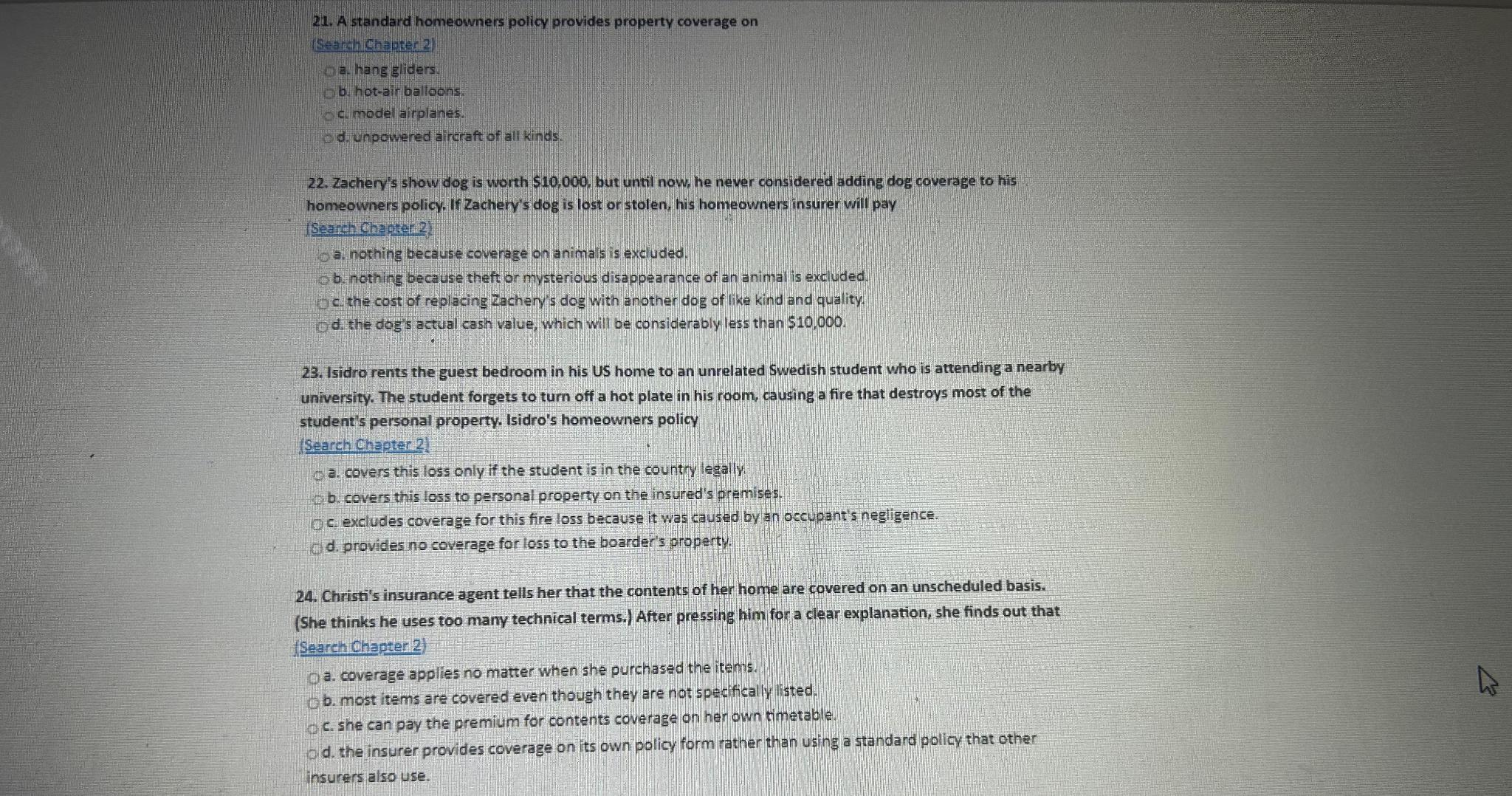 Solved A standard homeowners polic provides property