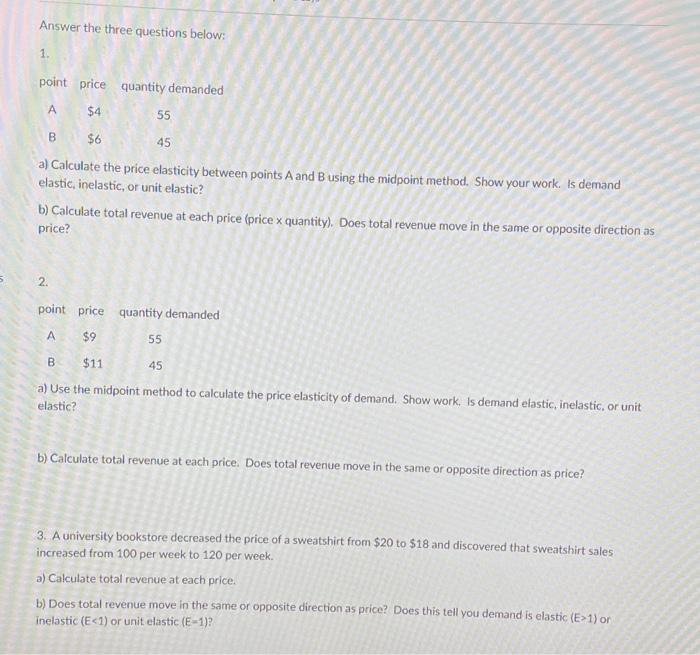 Solved Answer The Three Questions Below: 1. Point Price 