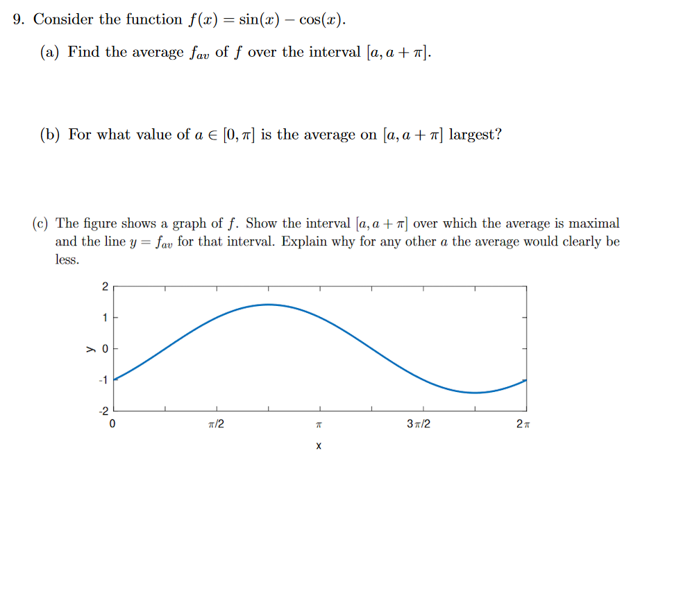 Solved Consider the function f(x)=sin(x)-cos(x).(a) ﻿Find | Chegg.com