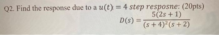 Solved Q2. Find the response due to a u(t)=4 step resposne: | Chegg.com