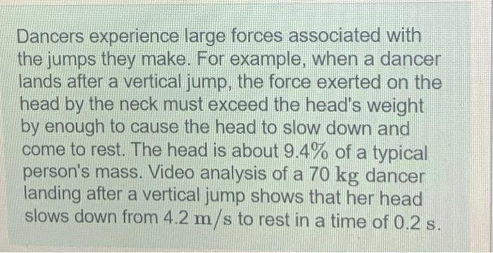 Solved Dancers experience large forces associated with the | Chegg.com