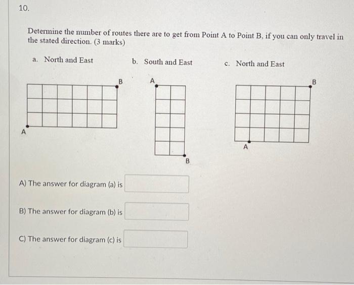 Solved 10. Determine the number of routes there are to get | Chegg.com