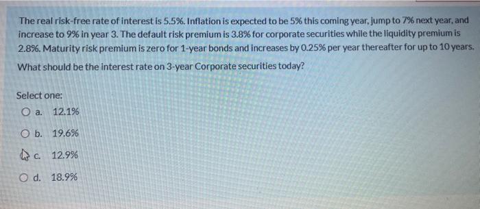 Solved The real risk-free rate of interest is 5.5%. | Chegg.com