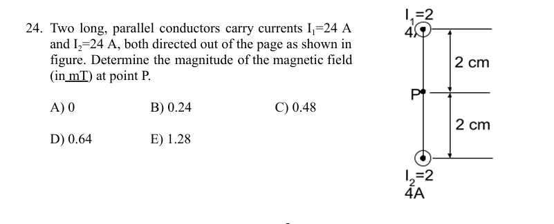 Solved Two Long Parallel Conductors Carry Currents I1 24 Chegg Solved Two Long Parallel Conductors Carry Currents I1 24 Chegg
