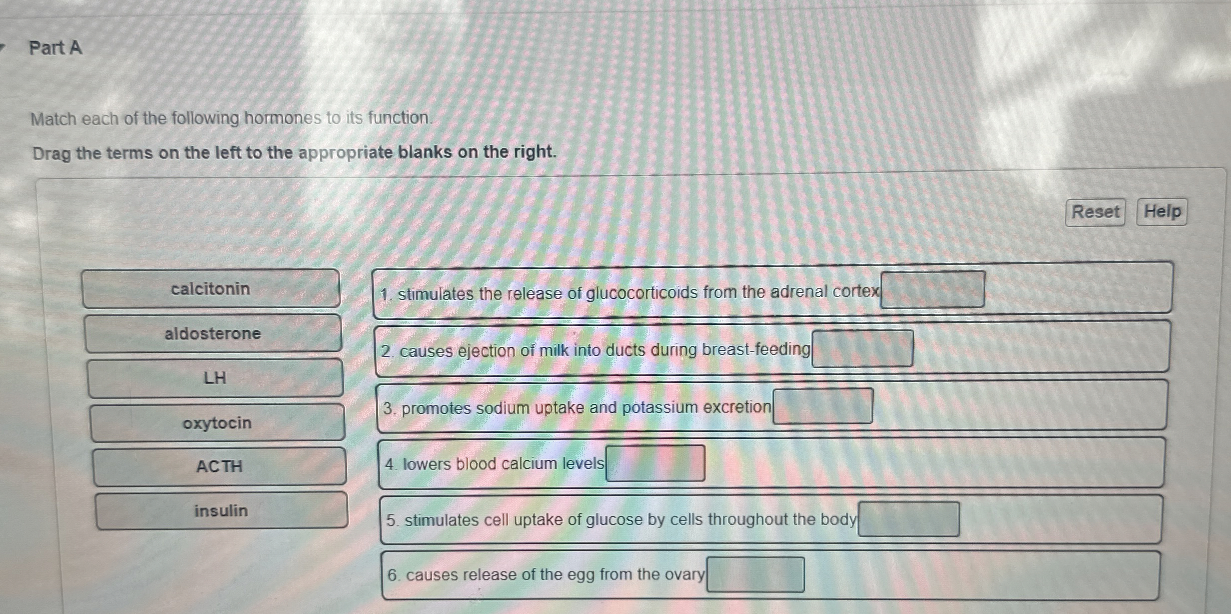 Solved Part AMatch each of the following hormones to its | Chegg.com