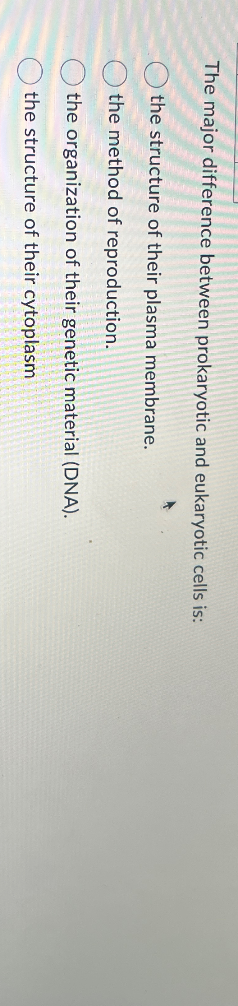 Solved The major difference between prokaryotic and | Chegg.com