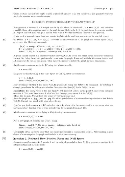 Math 250C, Sections C1, C2 and C3 Matlab #4 p.5 (2) | Chegg.com
