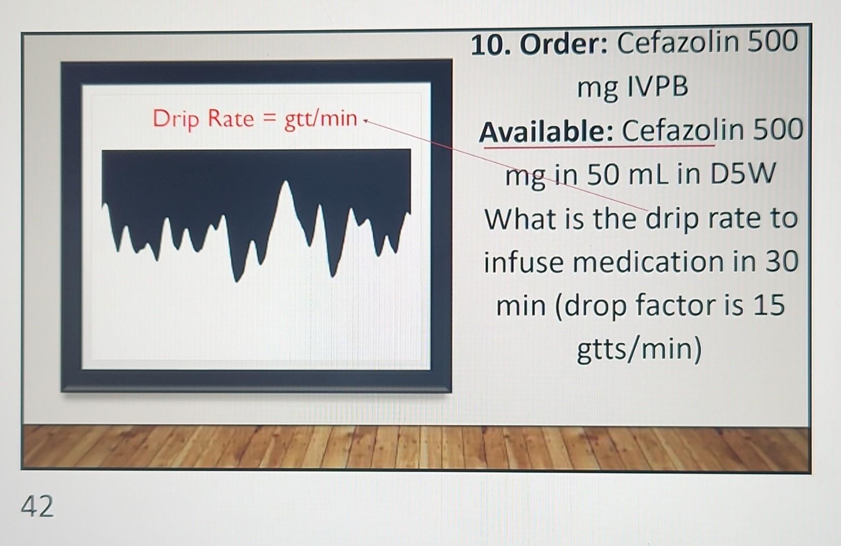 Solved 10. Order: Cefazolin 500 mg IVPB Available: Cefazolin | Chegg.com