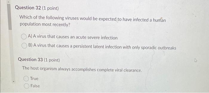 Solved Which of the following viruses would be expected to | Chegg.com