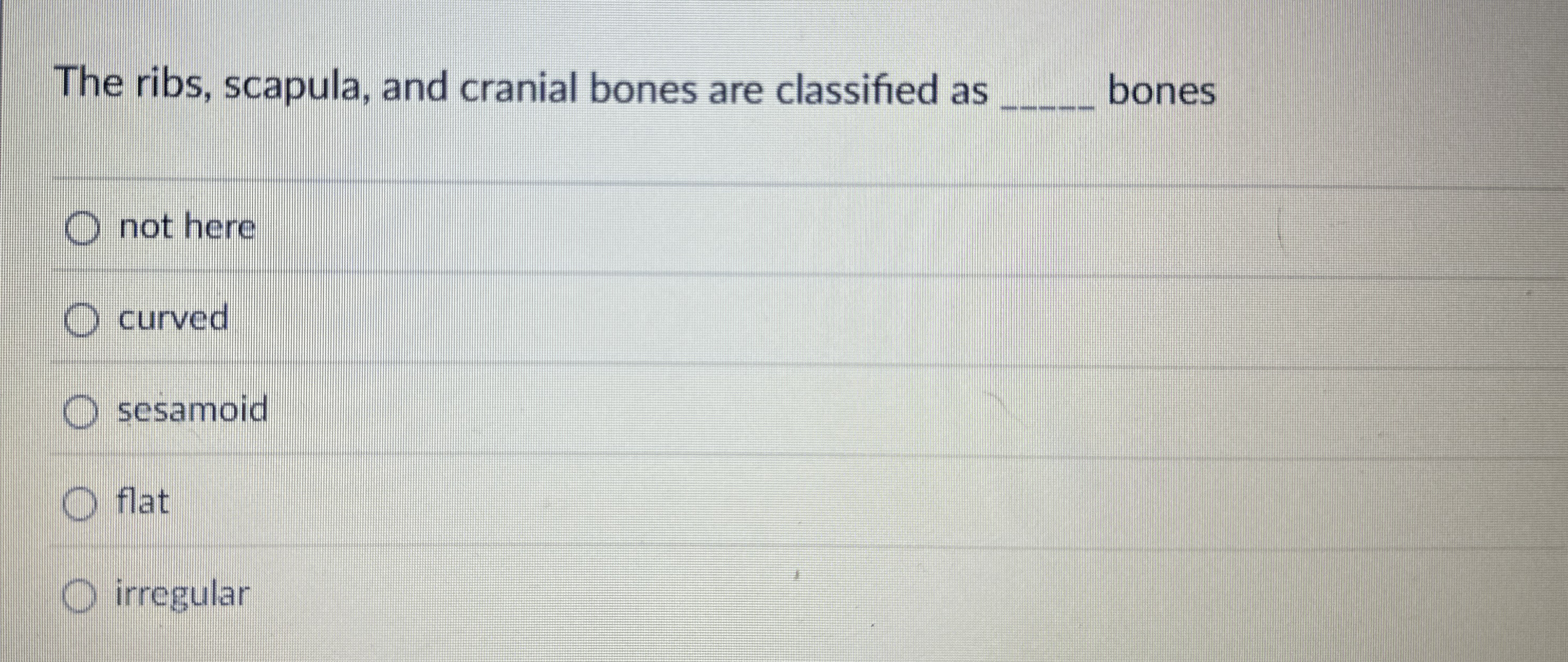 Solved The ribs, scapula, and cranial bones are classified