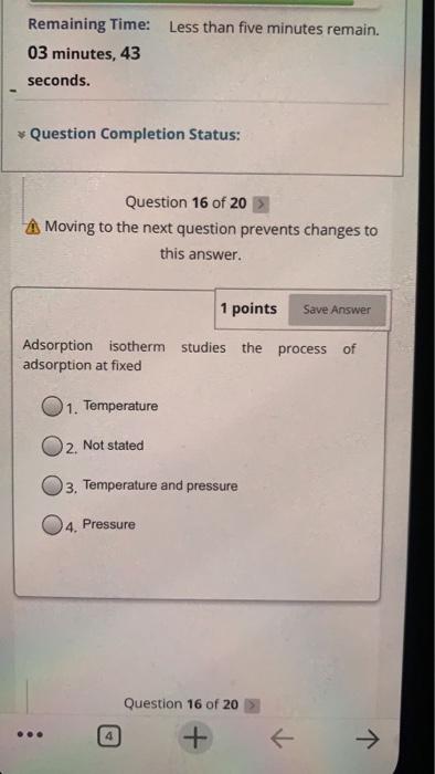 Solved Remaining Time: Less than five minutes remain. 03 | Chegg.com