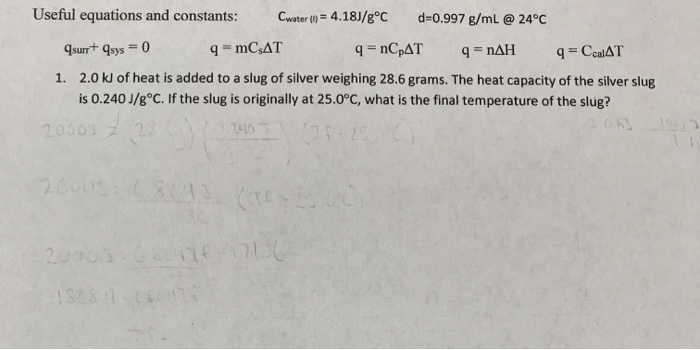 Solved Useful Equations And Constants Cwater 1 4 18j Chegg Com