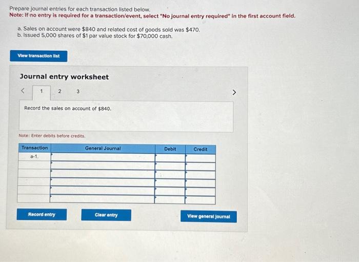Solved Prepare journal entries for each transaction listed | Chegg.com