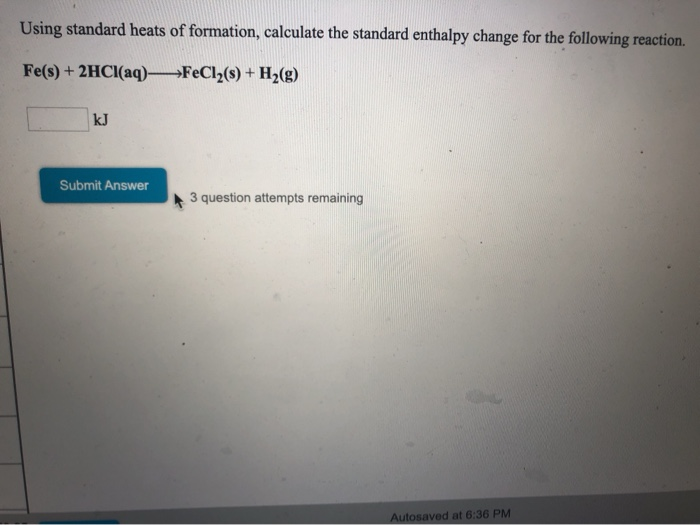 Solved Using standard heats of formation, calculate the