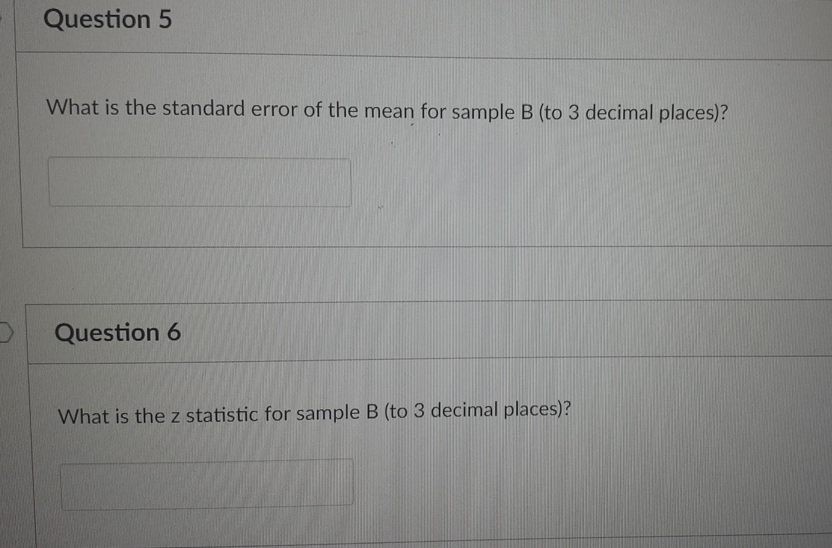 Solved What is the Standard Error of the Mean for Sample A | Chegg.com